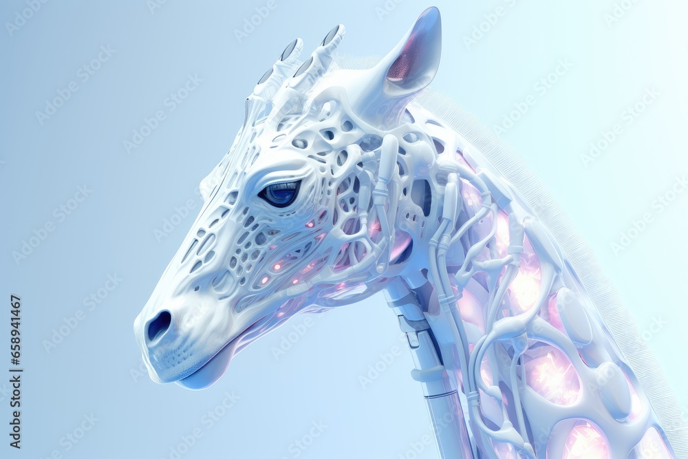 Wall mural robotic fantasy unicorn isolated on a white background. created with generative ai tools