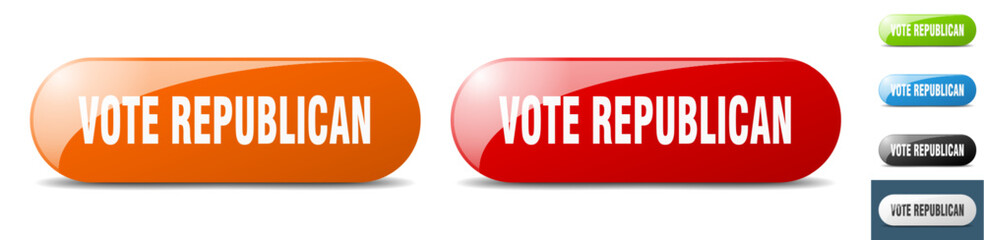 vote republican button. key. sign. push button set