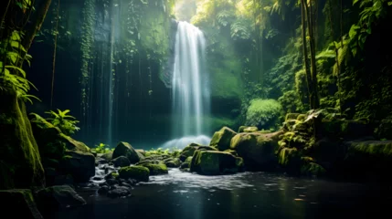 Crédence de cuisine en verre imprimé Rivière forestière Amazing waterfall