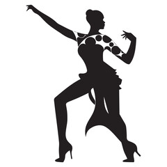 vector isolated silhouette of a dancing girl