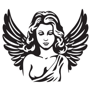 recommend clip art: black and white drawing angel
