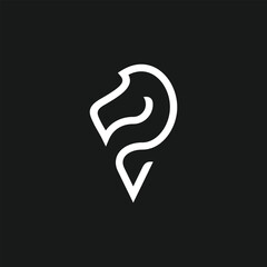 horse pin location logo design icon vector template