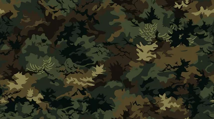 Foto op Canvas Army Green Forest Camouflage seamless pattern wallpaper illustration on black background © Rames studio