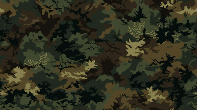 Army Green Forest Camouflage seamless pattern wallpaper illustration on black background