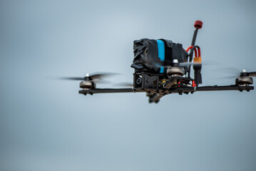fpv drone in fly mode. modern technology