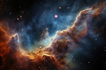 Fototapeta premium Endless Universe, Colorful nebular galaxy stars and clouds, generative ai
