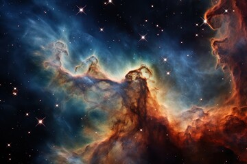 Obraz na płótnie Canvas Endless Universe, Colorful nebular galaxy stars and clouds, generative ai