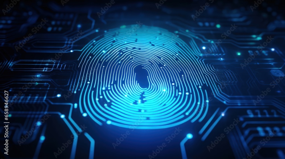 Poster biometrics security and innovation technology fingerprint indentification to personal access