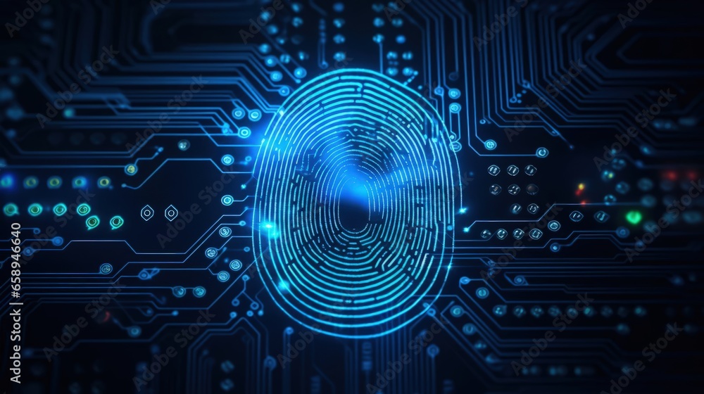 Poster biometrics security and innovation technology fingerprint indentification to personal access