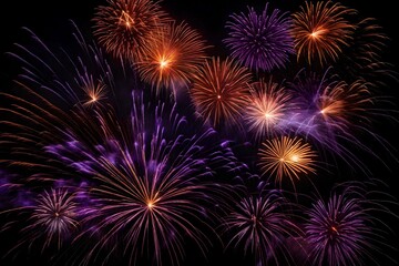 Obraz premium Fireworks in Hong Kong (China) during Chinese New Year s celebration. Night scene