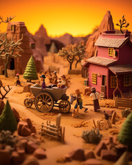 Western Stadt - Miniatur Puppen, Claymation, Animation