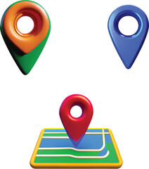 Set of Locaton Icon symbol 3d