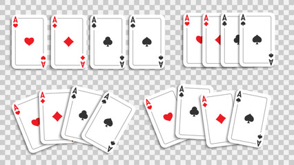 Set of ace card suit isolated, playing cards template