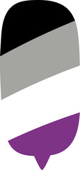 Black, gray, white and purple colored speech bubble icons, as the colors of the asexual flag. LGBTQI concept. Flat transparent illustration.