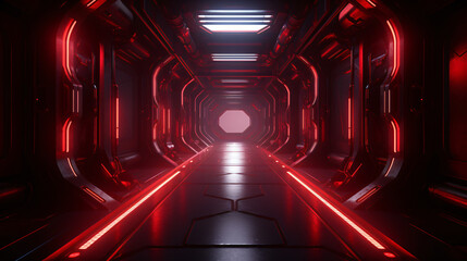 Rendering of realistic sci-fi_dark corridor