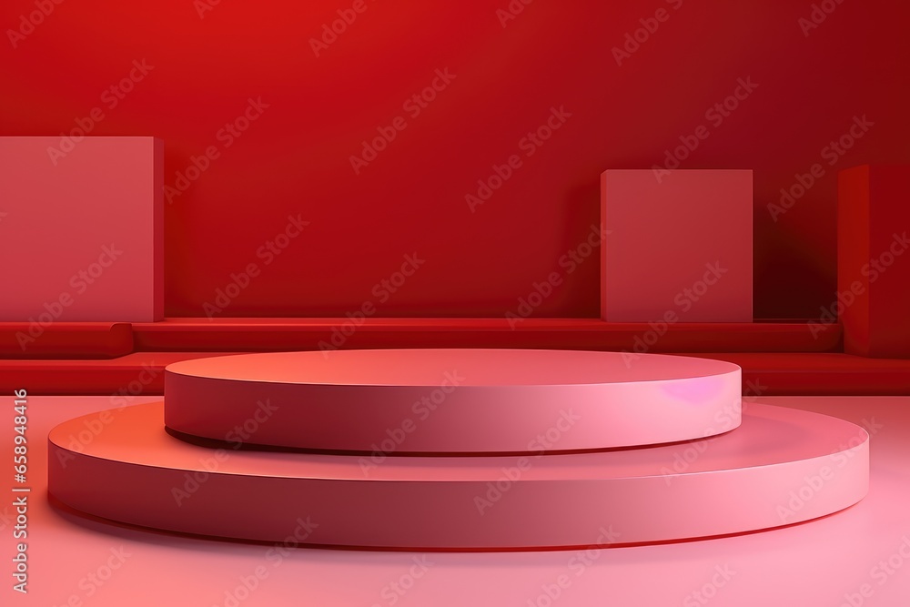 Aufkleber minimalistic light red background for product presentation with podiums