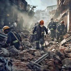 firefighters in action fatter earthquake 