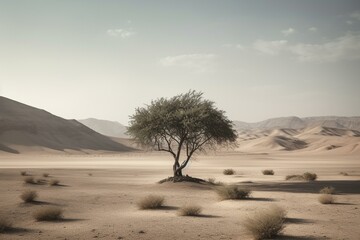 Resilient Solitude Lone Tree in Desert