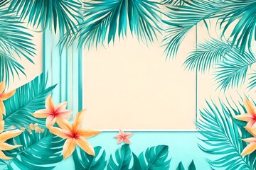 Fototapeta na wymiar tropical background with tropical flowers