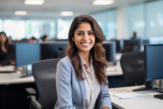 Indian female software engineer smiling at the camera