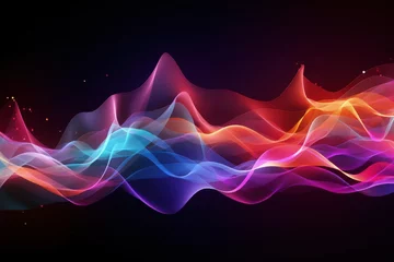 Keuken spatwand met foto Colorful voice waves visualization © Fred