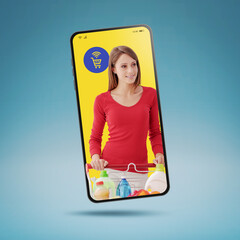 Customer doing online grocery shopping