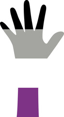 Silhouette of black, grey, white and purple colored hands as the colors of the asexual flag. Flat design illustration.	