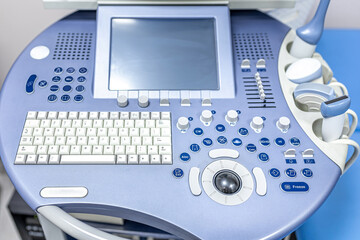 a medical equipment background, close-up ultrasound machine