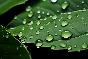Macro photography of water drops on a leaf