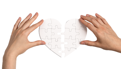 Heart parts apart, divorce and breakup concept