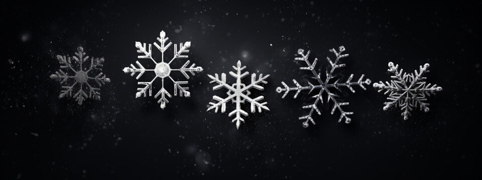 Beautiful Christmas banner with snowflakes, empty copy space for text or images