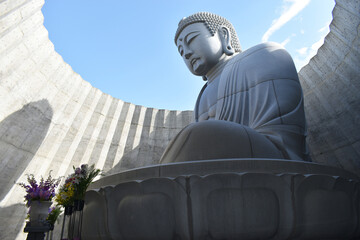 Sapporo Japan October 1 2023 The massive sitting Buddha in the Takino Reien Makomanai 