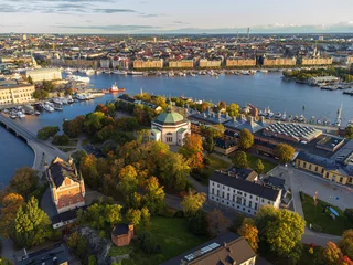 Fototapeten Stockholm, Sweden. High angle view of the island of Skeppsholmen in central stockholm, with autumn colours. © John