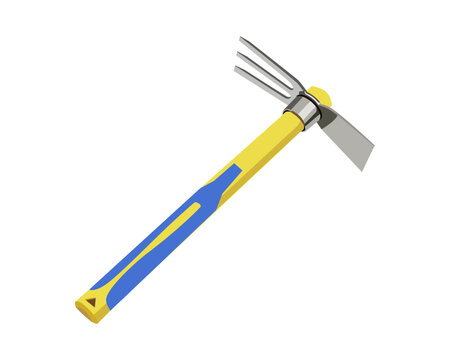 Vector of Hoe and Pitchfork Gardening Tool Equipment isolated on white background. Vector illustration isolated.