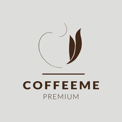 Obraz premium Coffee cup vector logo design template. Premium coffee shop logo