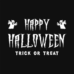 vector happy halloween trick or treat text black and white