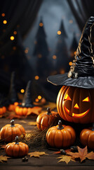 halloween pumpkin background.Generative Ai - obrazy, fototapety, plakaty