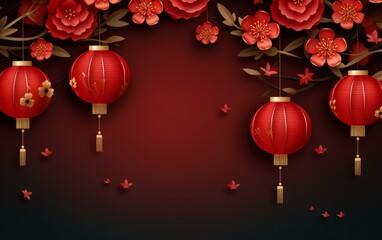 chinese new year lantern on a red background