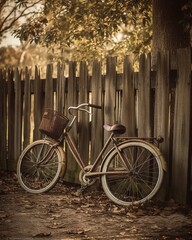 Timeless Simplicity Retro Bicycle and Wooden Fence