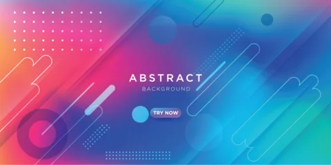 Fotobehang Abstract futuristic technology blurred summer blue liquid neon light colours background dynamic geometric shape website landing page or banner template modern style vector illustration. login form   © ribelco