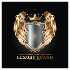 Luxury royal wing Letter N crest Gold color, Victory logo, crest logo, wing logo, vector logo template