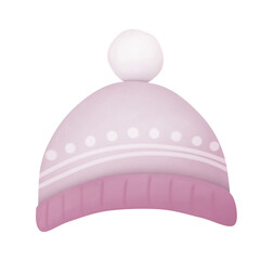 Cartoon drawing of a cute winter wool hat, hand-drawn illustration.