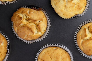 baked delicious and fresh cupcakes in cupcake molds