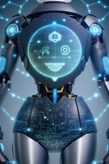 Fototapeta premium Illustration of Cyborgs, metahuman individuals, half human, half robot. Futuristic illustrations with advanced graphics and technology