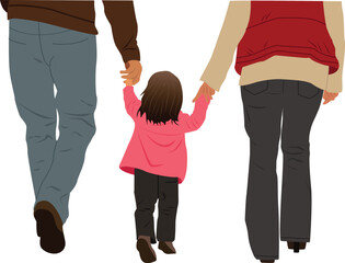 Loving Family Bond: Vibrant Illustration of Parents and Child