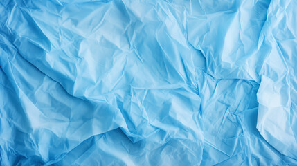 Obraz premium Blue crumpled paper texture. Blank background with creases. Generative AI