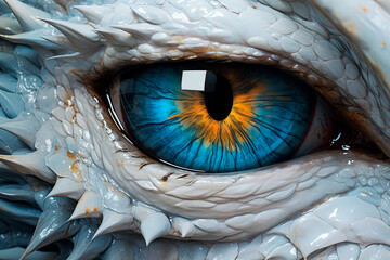 A close up of a white dragon's eye. Generative AI