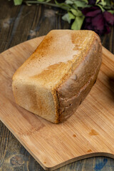 rectangular fresh and soft bread on the table