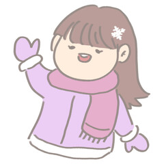 cute winter girl handdrawn