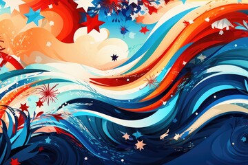 Abstract colorful background with stars and stripes. Abstract background for Pearl Harbor Day - obrazy, fototapety, plakaty